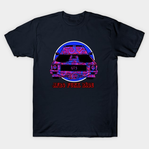 Spirals in Afro Funk Ride T-Shirt by thepeanutline